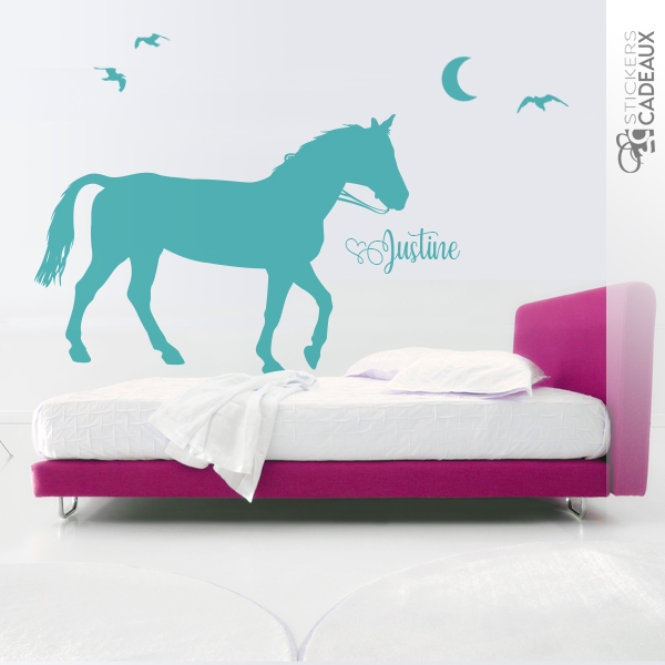 Sticker personnalisable Cheval au clair de lune