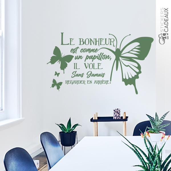 Sticker Citation Le bonheur est comme un papillon