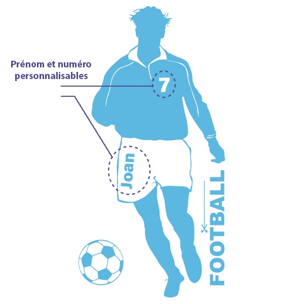 Sticker footballeur prénom numéro personnalisables