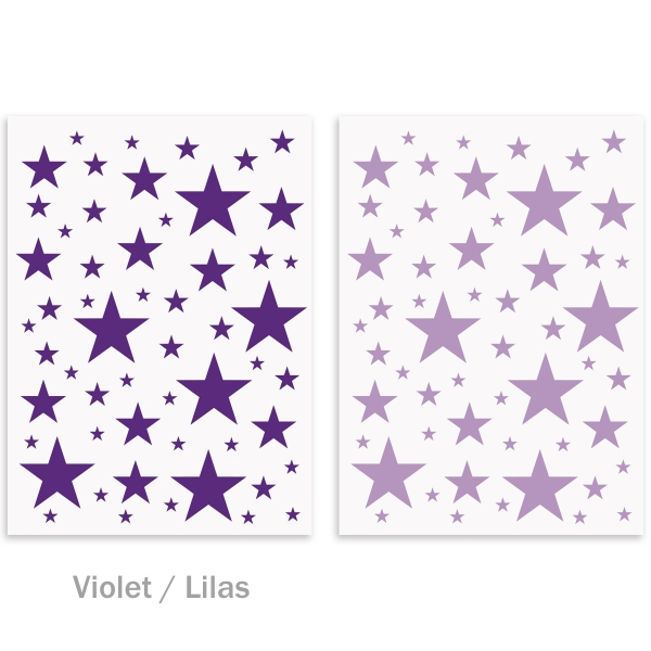 Stickers étoiles pack 2 couleurs - 2 planches 40x55cm - 110 étoiles